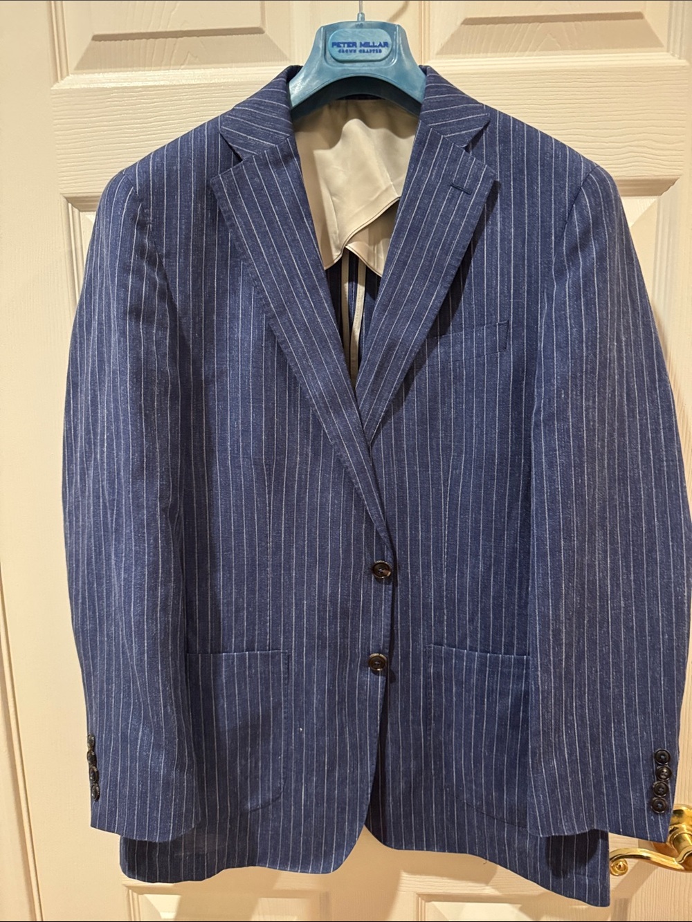Peter Millar Crown Crafted Blue Stripe Linen Blazer